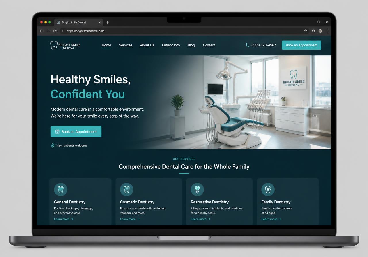 Bright Smile Dental — A clinic site that fills the appointment book while the team is with patients.