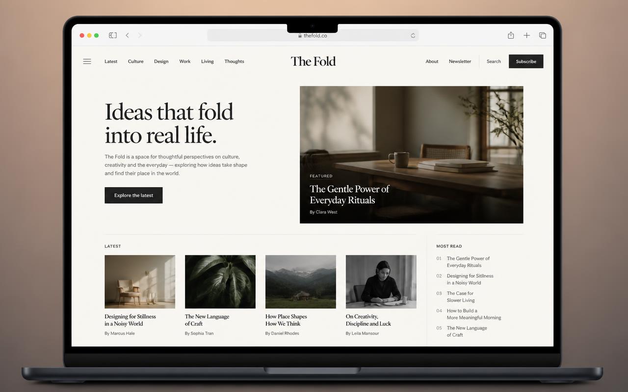 The Fold — An editorial publishing platform built for slow, considered reading.